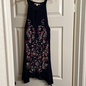 Navy blue embroidered flower dress Francesca’s